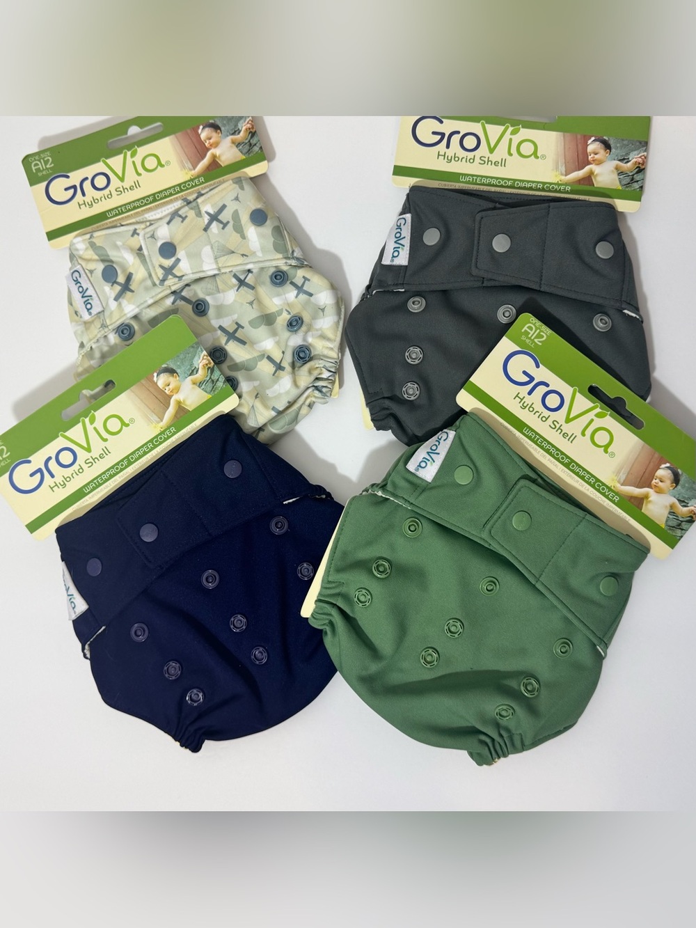 GroVia Hybrid Shell Cloth Diaper Covers Lot of 4 One Size AI2 Snap NWT